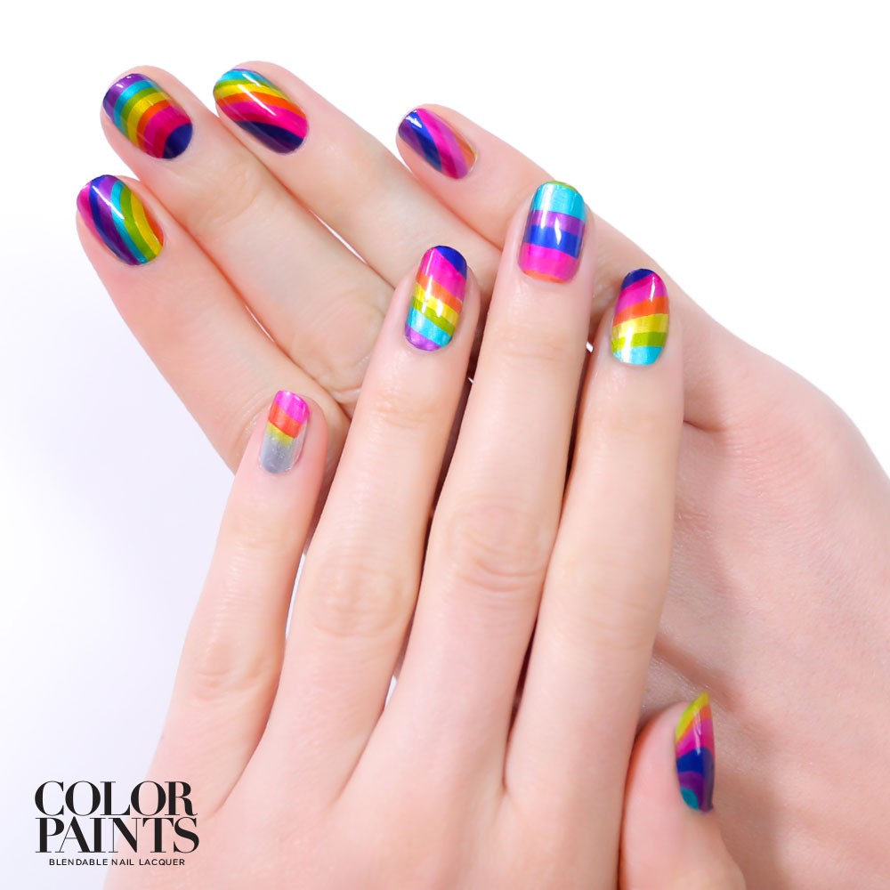 Rainbow painted nails
