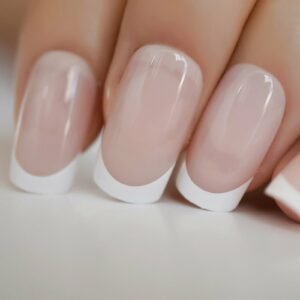 temporary nail tips painted in french polish