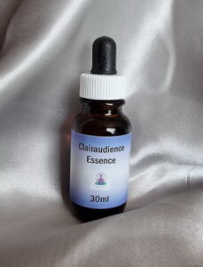 bottle of Clairaudience Essence on a silver background