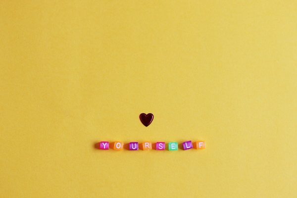love heart on yellow background