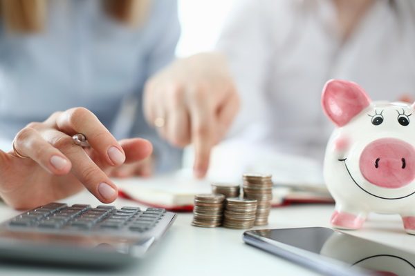 man and woman doing a budget