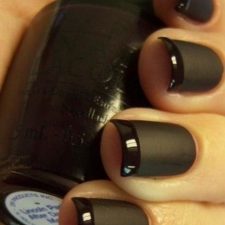 Nails painted with matt black polish
