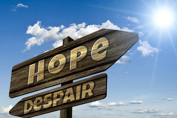 pointing arrows with the words hope & despair